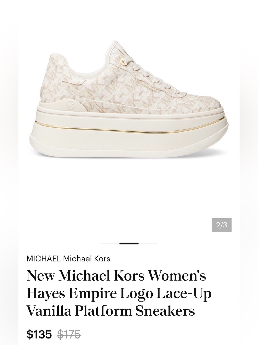 MICHAEL Michael Kors Hayes Empire Logo Platform Sneakers - Vanilla/Gold Trim
